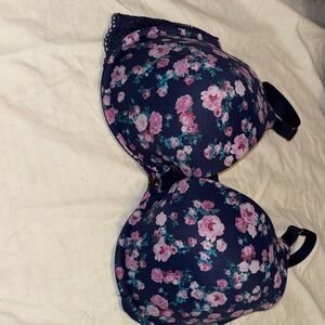 Victoria's Secret Floral Bra - Navy and Pink